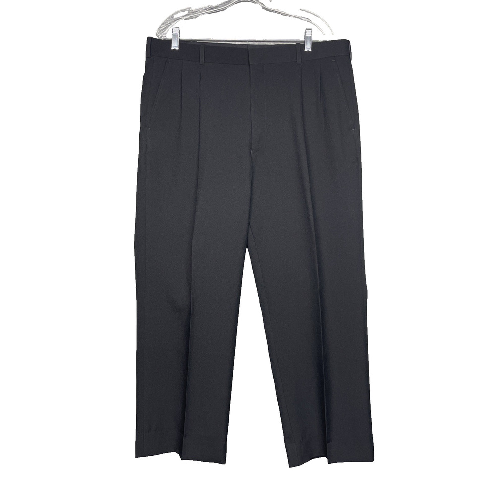 Vintage 80-90s Falcon Dress Pants Fits Mens 37x28 Black Pleated Front Polyester